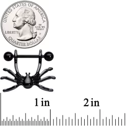 14 Gauge 7/16 Black Crawly Spider Halloween Nipple Shield Set -Body Jewelry Store 74594.otherimage2