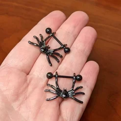 14 Gauge 7/16 Black Crawly Spider Halloween Nipple Shield Set -Body Jewelry Store 74594.otherimage3