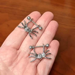 14 Gauge 7/16 Crawly Spider Halloween Nipple Shield Set -Body Jewelry Store 74595.otherimage3