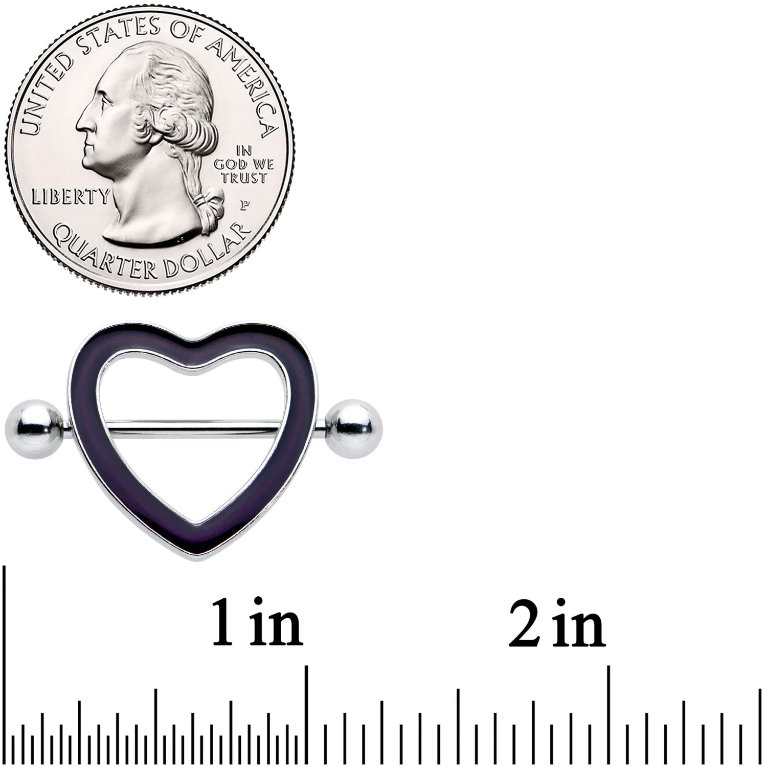 14 Gauge 5/8 Black Heart Valentine Glow In The Dark Nipple Shield Set 4 14 Gauge 5/8 Black Heart Valentine Glow In The Dark Nipple Shield Set - Image 4