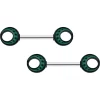 14 Gauge 9/16 Deep Green Moon Glow In The Dark Barbell Nipple Ring Set