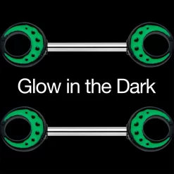 14 Gauge 9/16 Deep Green Moon Glow In The Dark Barbell Nipple Ring Set -Body Jewelry Store 74840.otherimage2
