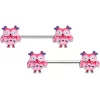 Gaby 14 Gauge 9/16 Bow Pink Heart Owls Barbell Nipple Ring Set