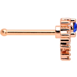 20 Gauge 1/4 Blue Clear Gem Rose Gold Tone Glamour Flare Nose Bone -Body Jewelry Store 75085.otherimage2