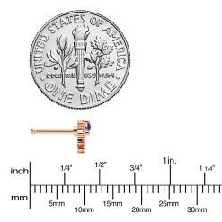 20 Gauge 1/4 Blue Clear Gem Rose Gold Tone Glamour Flare Nose Bone -Body Jewelry Store 75085.otherimage3