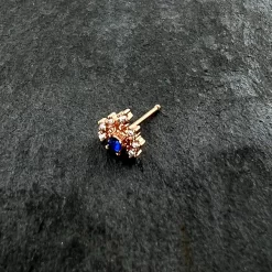 20 Gauge 1/4 Blue Clear Gem Rose Gold Tone Glamour Flare Nose Bone -Body Jewelry Store 75085.otherimage5