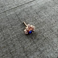 20 Gauge 1/4 Blue Clear Gem Rose Gold Tone Glamour Flare Nose Bone -Body Jewelry Store 75085.otherimage6