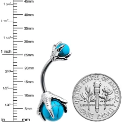 Blue Turquoise Skeleton Hand Halloween Double Mount Belly Ring -Body Jewelry Store 75087.otherimage2