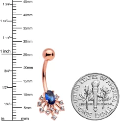Clear Blue Gem Rose Gold Tone Glamour Flare Belly Ring 10 Clear Blue Gem Rose Gold Tone Glamour Flare Belly Ring -Body Jewelry Store 75090.otherimage2