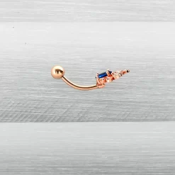 Clear Blue Gem Rose Gold Tone Glamour Flare Belly Ring 12 Clear Blue Gem Rose Gold Tone Glamour Flare Belly Ring -Body Jewelry Store 75090.otherimage4