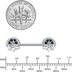 14 Gauge 1/2 Blue Clear Gem Abstract Arch Barbell Nipple Ring Set -Body Jewelry Store 75097.otherimage2