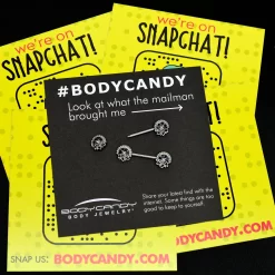 14 Gauge 1/2 Blue Clear Gem Abstract Arch Barbell Nipple Ring Set -Body Jewelry Store 75097.otherimage3