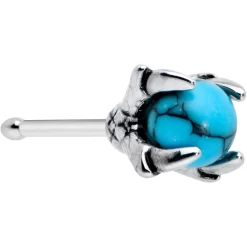 20 Gauge 1/4 Blue Turquoise Claw Hand Halloween Nose Bone