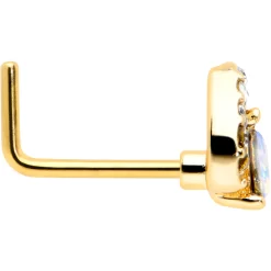 20 Gauge 1/4 Aurora Gem Gold Tone Rococo Heart L Shape Nose Ring -Body Jewelry Store 75177.otherimage2