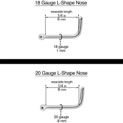20 Gauge 1/4 Aurora Gem Gold Tone Rococo Heart L Shape Nose Ring -Body Jewelry Store 75177.otherimage5