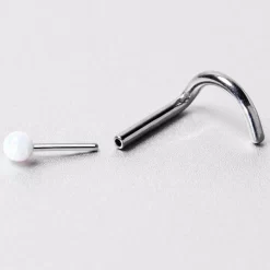 18 Gauge 1/4 White Synth Opal G23 Titanium Threadless Left Nose Screw 17 18 Gauge 1/4 White Synth Opal G23 Titanium Threadless Left Nose Screw -Body Jewelry Store 75189copy 053bb199 737d 4753 a07a 3d73d2d0e084