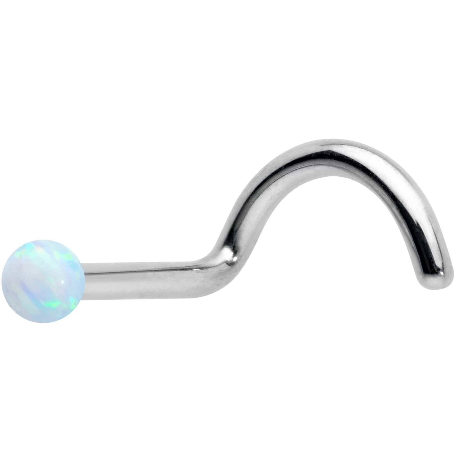 18 Gauge 1/4 White Synth Opal G23 Titanium Threadless Left Nose Screw 1 18 Gauge 1/4 White Synth Opal G23 Titanium Threadless Left Nose Screw