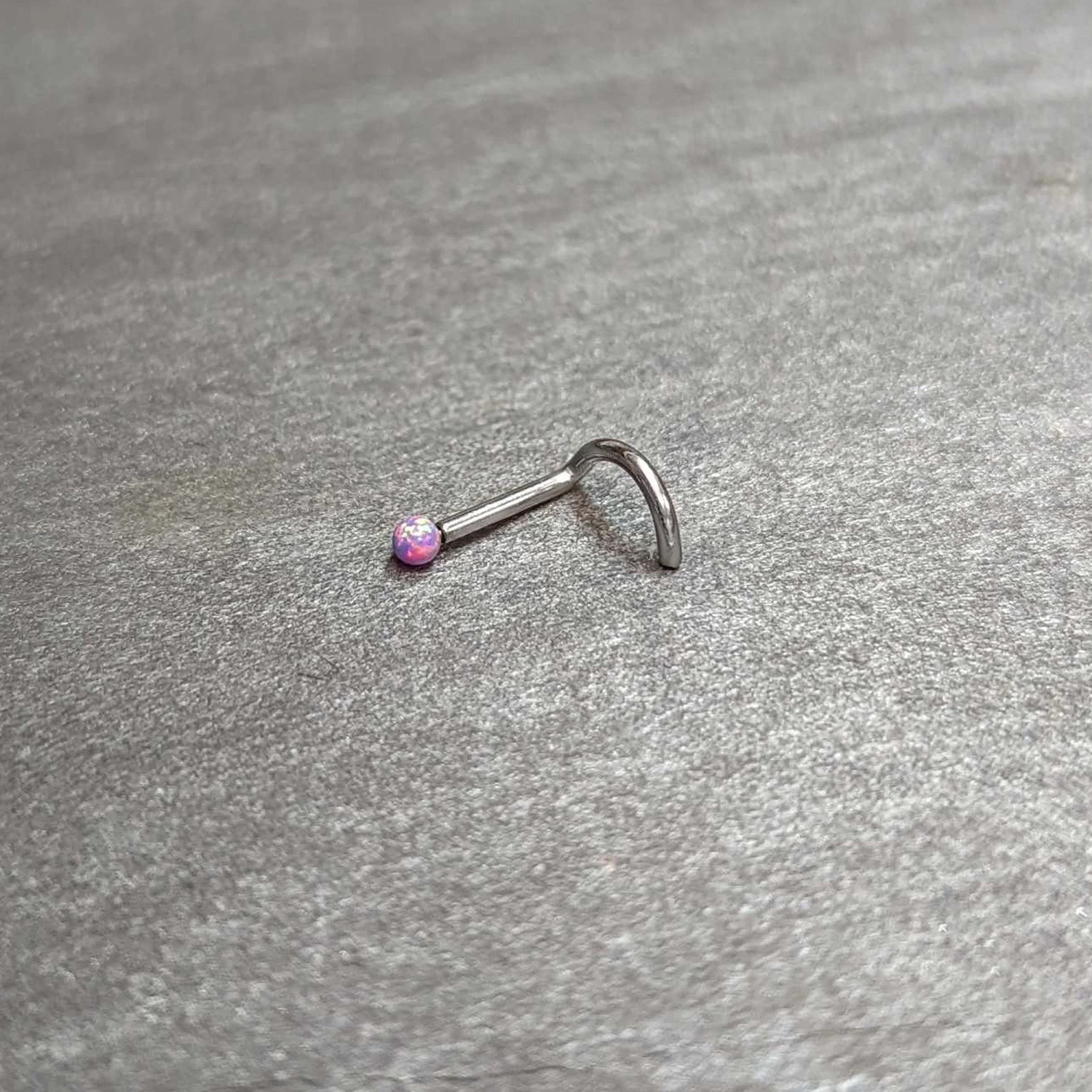 18 Gauge 1/4 Purple Synth Opal G23 Titanium Threadless Left Nose Screw 9 18 Gauge 1/4 Purple Synth Opal G23 Titanium Threadless Left Nose Screw - Image 9