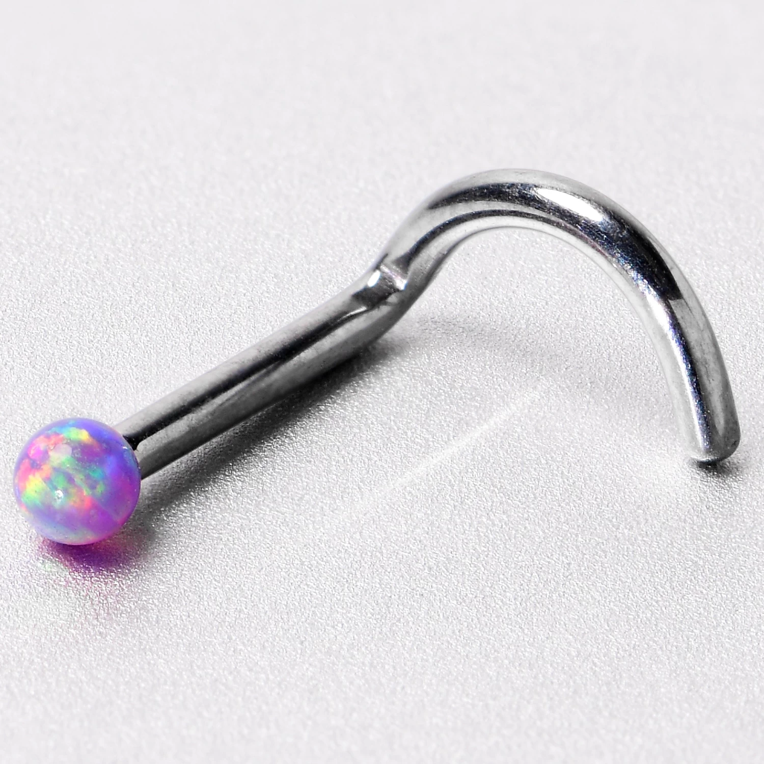 18 Gauge 1/4 Purple Synth Opal G23 Titanium Threadless Left Nose Screw 7 18 Gauge 1/4 Purple Synth Opal G23 Titanium Threadless Left Nose Screw - Image 7