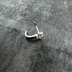 20 Gauge 1/4 Aurora Gem Fancy Flower Faux Hoop L Shape Nose Ring -Body Jewelry Store 75288.otherimage4