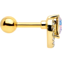 16 Gauge 1/4 Aurora Gem Gold Tone Rococo Heart Cartilage Tragus Earring 9 16 Gauge 1/4 Aurora Gem Gold Tone Rococo Heart Cartilage Tragus Earring -Body Jewelry Store 75304.otherimage2