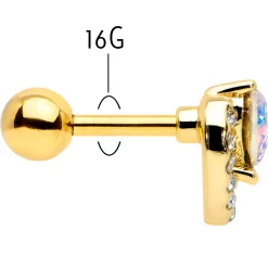 16 Gauge 1/4 Aurora Gem Gold Tone Rococo Heart Cartilage Tragus Earring 11 16 Gauge 1/4 Aurora Gem Gold Tone Rococo Heart Cartilage Tragus Earring -Body Jewelry Store 75304.otherimage4
