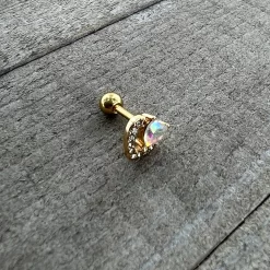 16 Gauge 1/4 Aurora Gem Gold Tone Rococo Heart Cartilage Tragus Earring 12 16 Gauge 1/4 Aurora Gem Gold Tone Rococo Heart Cartilage Tragus Earring -Body Jewelry Store 75304.otherimage5