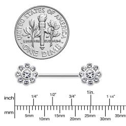 14 Gauge 9/16 Clear Gem Whimsy Flower Barbell Nipple Ring Set 7 14 Gauge 9/16 Clear Gem Whimsy Flower Barbell Nipple Ring Set -Body Jewelry Store 75313.otherimage2