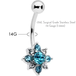Blue Clear Gem Stylish Snowflake Holiday Belly Ring 8 Blue Clear Gem Stylish Snowflake Holiday Belly Ring -Body Jewelry Store 75362.otherimage2