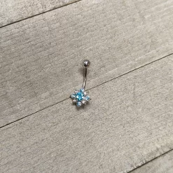 Blue Clear Gem Stylish Snowflake Holiday Belly Ring 9 Blue Clear Gem Stylish Snowflake Holiday Belly Ring -Body Jewelry Store 75362.otherimage3