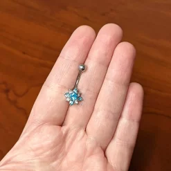Blue Clear Gem Stylish Snowflake Holiday Belly Ring 11 Blue Clear Gem Stylish Snowflake Holiday Belly Ring -Body Jewelry Store 75362.otherimage5