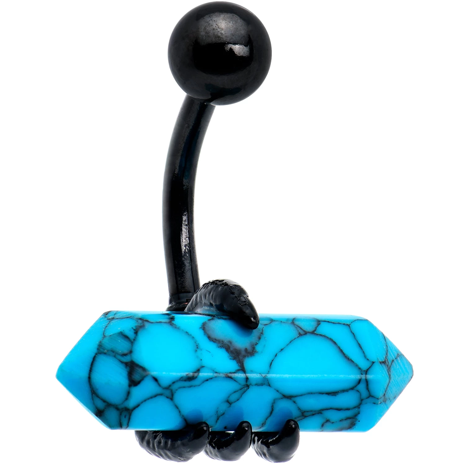 Blue Turquoise Stone Black Claw Belly Ring 1 Blue Turquoise Stone Black Claw Belly Ring