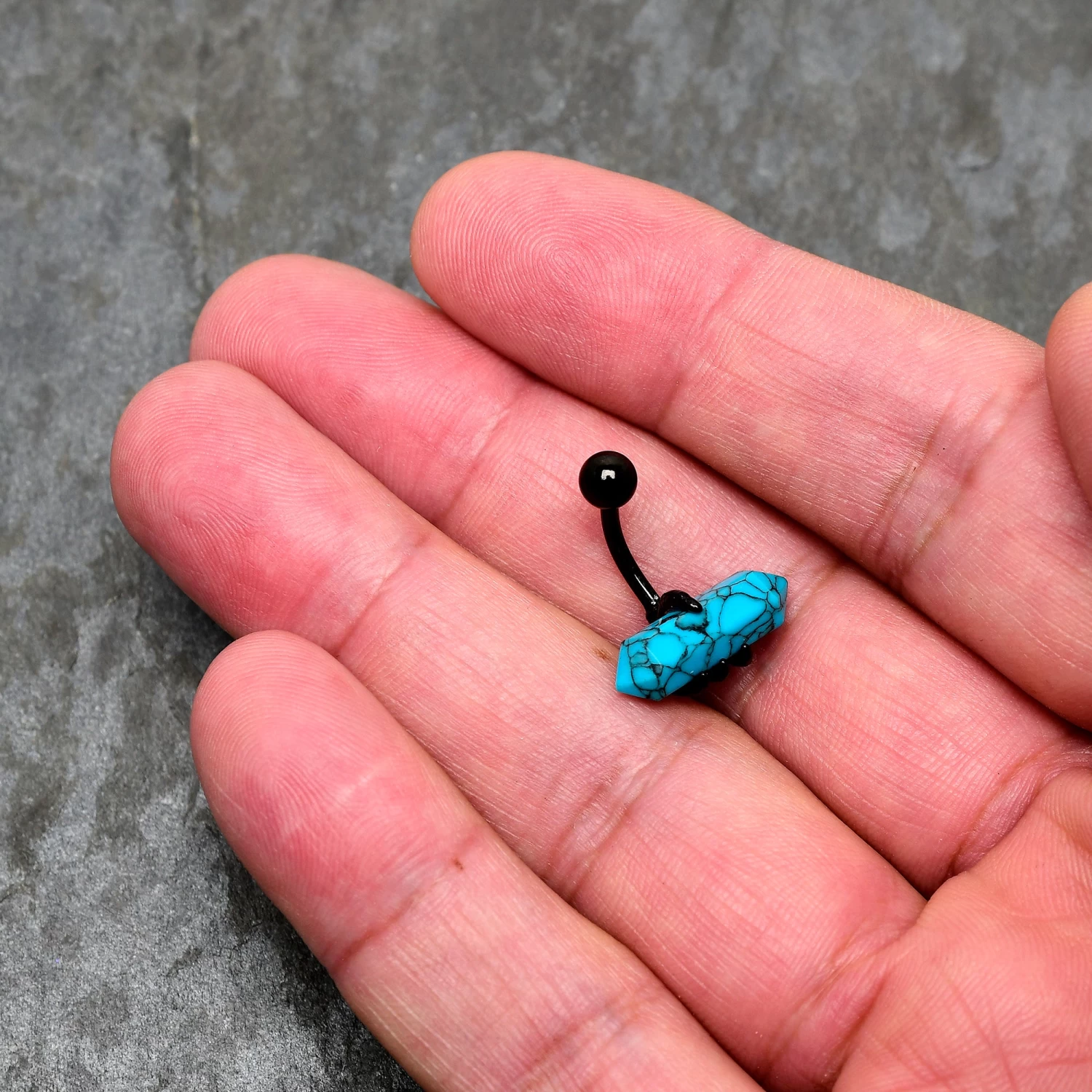 Blue Turquoise Stone Black Claw Belly Ring 2 Blue Turquoise Stone Black Claw Belly Ring - Image 2