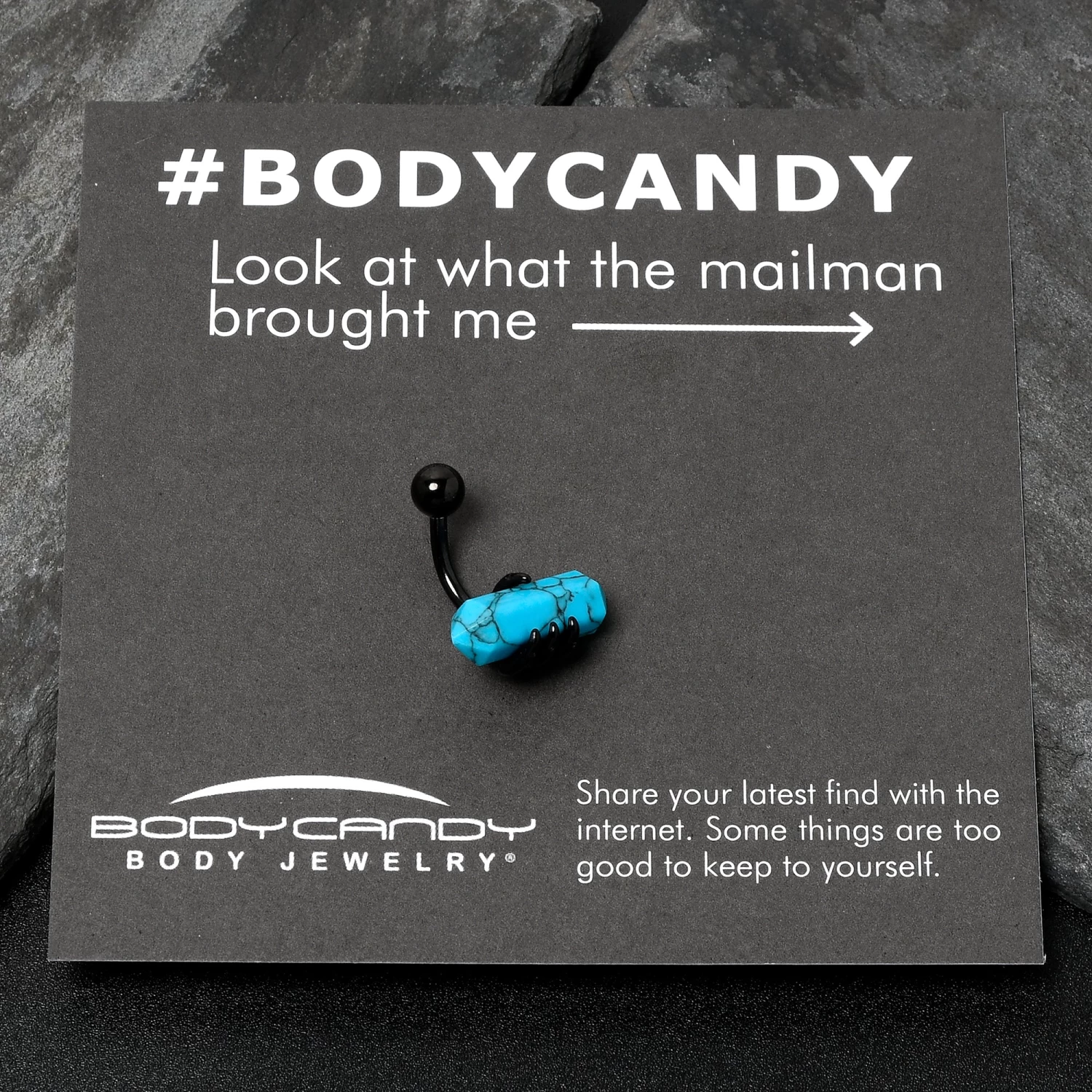 Blue Turquoise Stone Black Claw Belly Ring 6 Blue Turquoise Stone Black Claw Belly Ring - Image 6