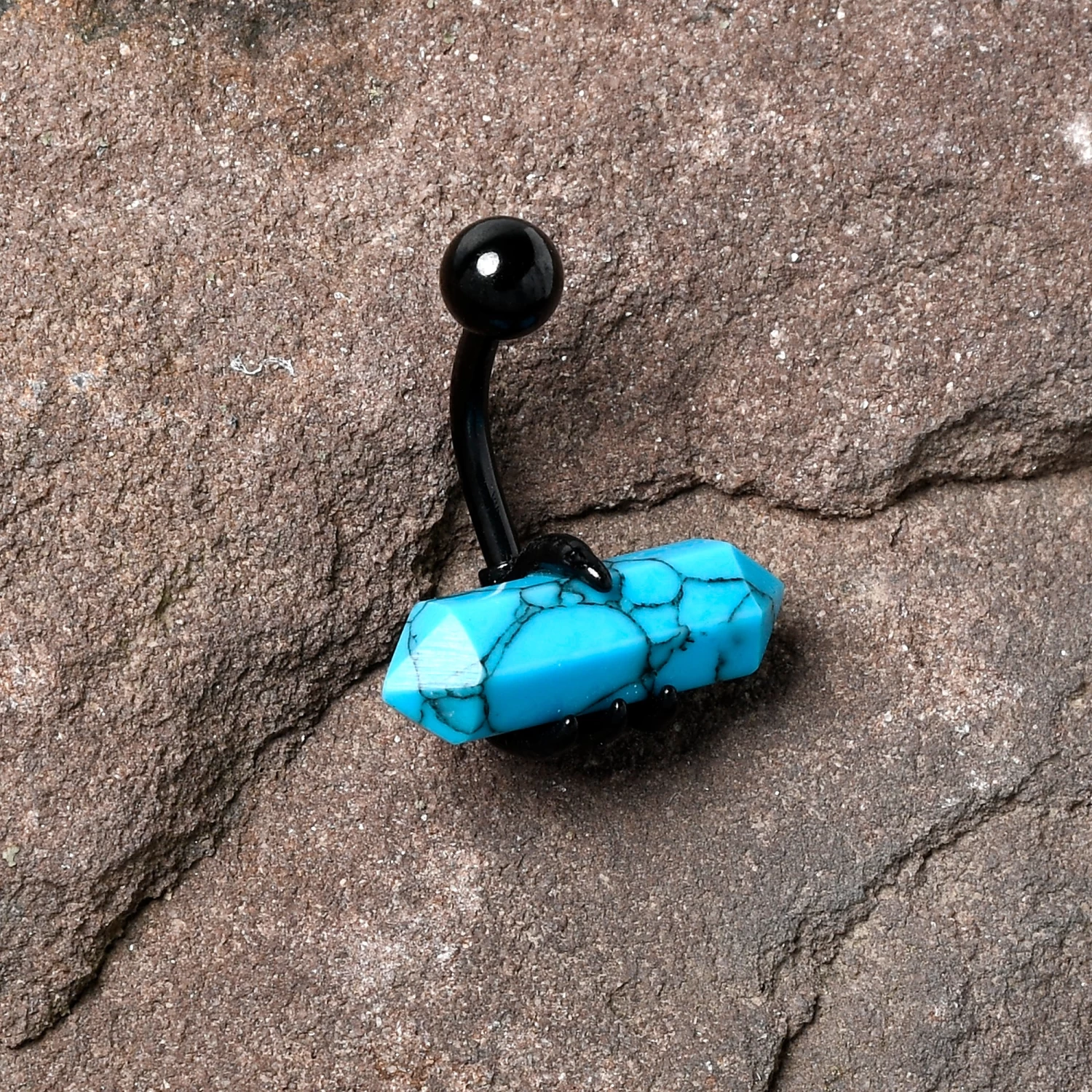 Blue Turquoise Stone Black Claw Belly Ring 8 Blue Turquoise Stone Black Claw Belly Ring - Image 8
