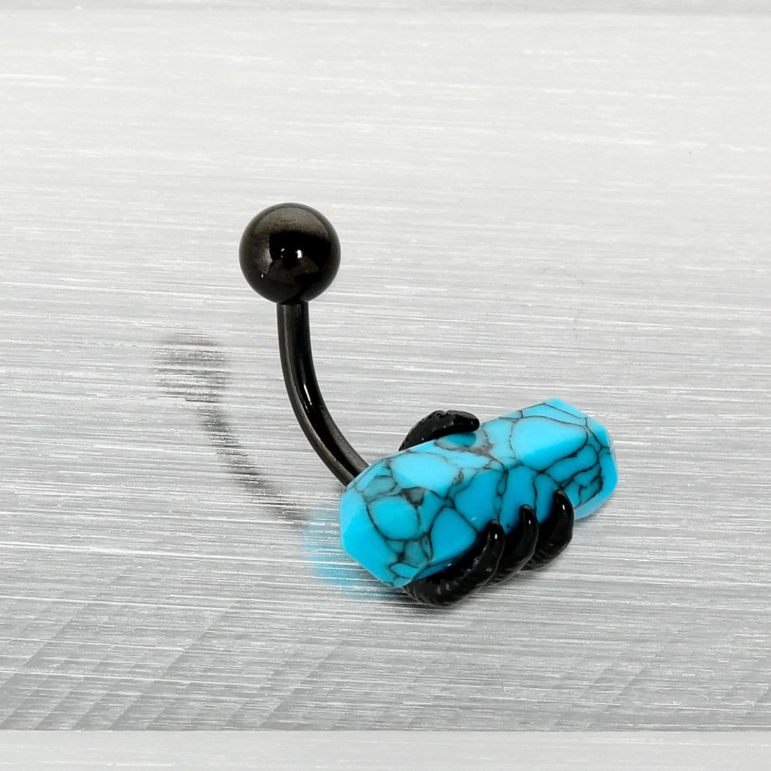Blue Turquoise Stone Black Claw Belly Ring 7 Blue Turquoise Stone Black Claw Belly Ring - Image 7