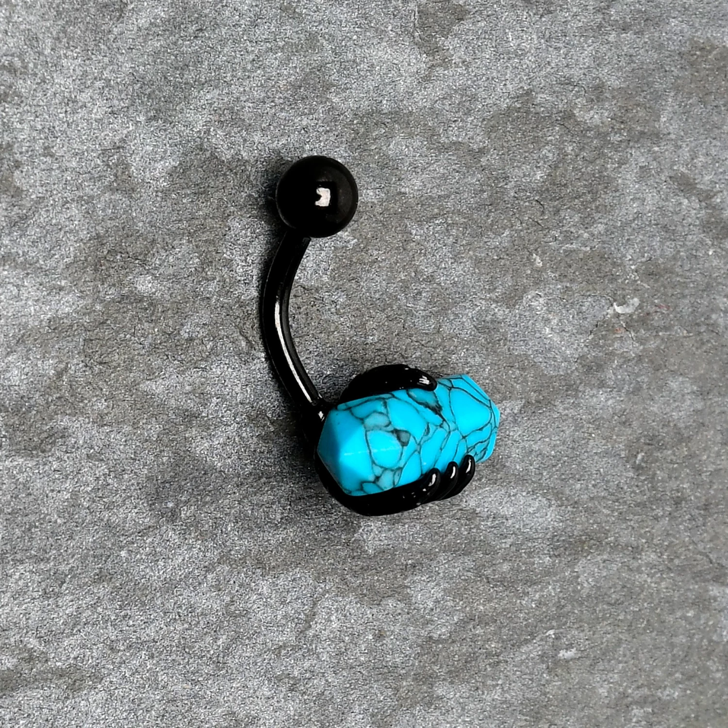 Blue Turquoise Stone Black Claw Belly Ring 10 Blue Turquoise Stone Black Claw Belly Ring - Image 10