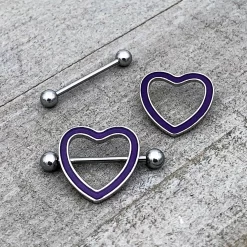 14 Gauge 5/8 Purple Heart Glow In The Dark Valentine Nipple Shield Set 11 14 Gauge 5/8 Purple Heart Glow In The Dark Valentine Nipple Shield Set -Body Jewelry Store 75438.otherimage3