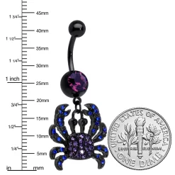 Blue Purple Gem Black Chic Crab Dangle Belly Ring 10 Blue Purple Gem Black Chic Crab Dangle Belly Ring -Body Jewelry Store 75488.otherimage2