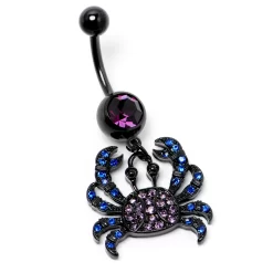 Blue Purple Gem Black Chic Crab Dangle Belly Ring 11 Blue Purple Gem Black Chic Crab Dangle Belly Ring -Body Jewelry Store 75488.otherimage3