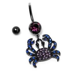 Blue Purple Gem Black Chic Crab Dangle Belly Ring 12 Blue Purple Gem Black Chic Crab Dangle Belly Ring -Body Jewelry Store 75488.otherimage4