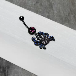 Blue Purple Gem Black Chic Crab Dangle Belly Ring 13 Blue Purple Gem Black Chic Crab Dangle Belly Ring -Body Jewelry Store 75488.otherimage5