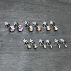 Aurora Gem 3mm To 8mm Ball End Stud Earrings Set Of 6 -Body Jewelry Store 75500 AB.otherimage2