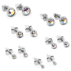 Aurora Gem 3mm To 8mm Ball End Stud Earrings Set Of 6 -Body Jewelry Store 75500 AB.otherimage4