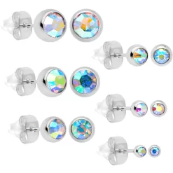 Aurora Gem 3mm To 8mm Ball End Stud Earrings Set Of 6 -Body Jewelry Store 75500 AB.otherimage6