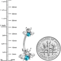 Blue Gem Bees Beautiful Insect Double Mount Belly Ring -Body Jewelry Store 75505 AQ.otherimage2