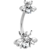 Clear Gem Bees Beautiful Insect Double Mount Belly Ring