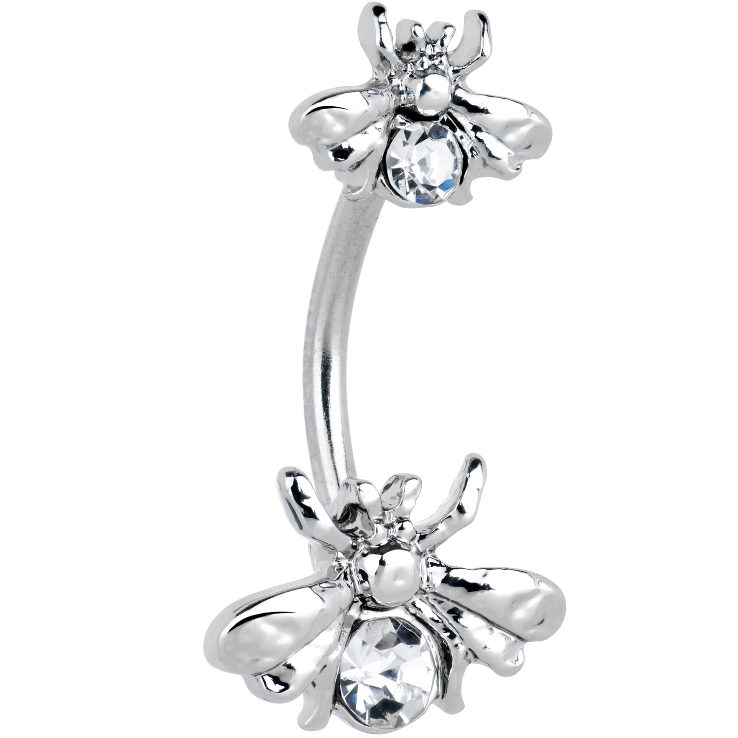 Clear Gem Bees Beautiful Insect Double Mount Belly Ring 1 Clear Gem Bees Beautiful Insect Double Mount Belly Ring