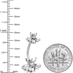 Clear Gem Bees Beautiful Insect Double Mount Belly Ring 10 Clear Gem Bees Beautiful Insect Double Mount Belly Ring -Body Jewelry Store 75505 CL.otherimage2