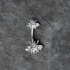 Clear Gem Bees Beautiful Insect Double Mount Belly Ring 12 Clear Gem Bees Beautiful Insect Double Mount Belly Ring -Body Jewelry Store 75505 CL.otherimage4